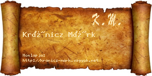 Kránicz Márk névjegykártya
